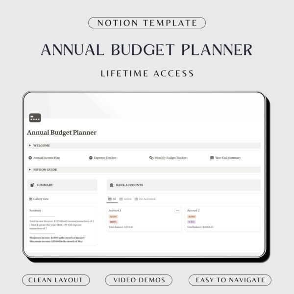 Notion Annual Budget Planner