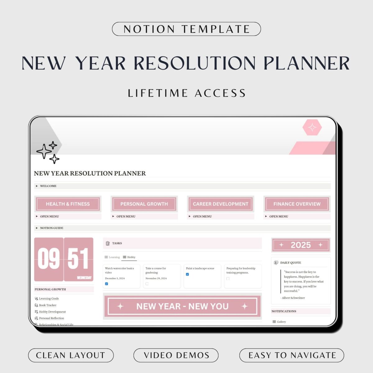 New year resolution template for notion